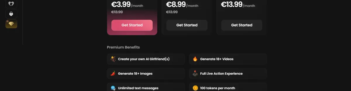 Candy AI subscription plans displayed inside the app